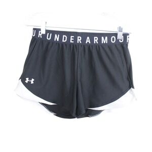 Under Armour HeatGear Play Up Shorts Womens Medium Black White Athletic Pockets